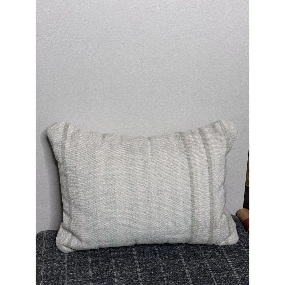 Pottery Barn X Airstream Stripe Woven Lumbar Wool Pillow 20x13 Farmhouse